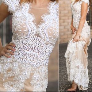 Beaded Lace Terani Couture Wedding or Prom Dress